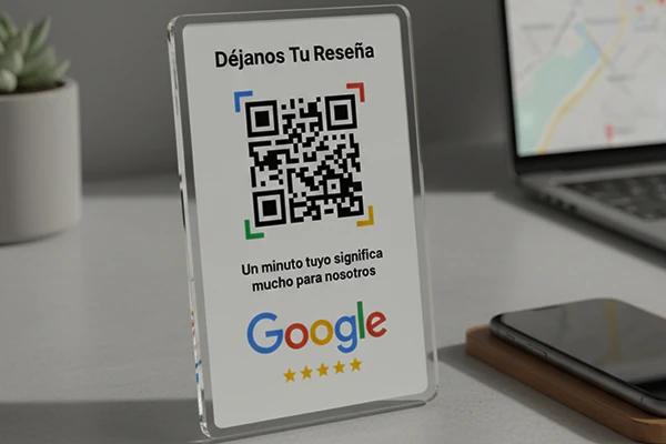 Placas de metacrilato con código QR: Consigue reseñas de Google en tu local